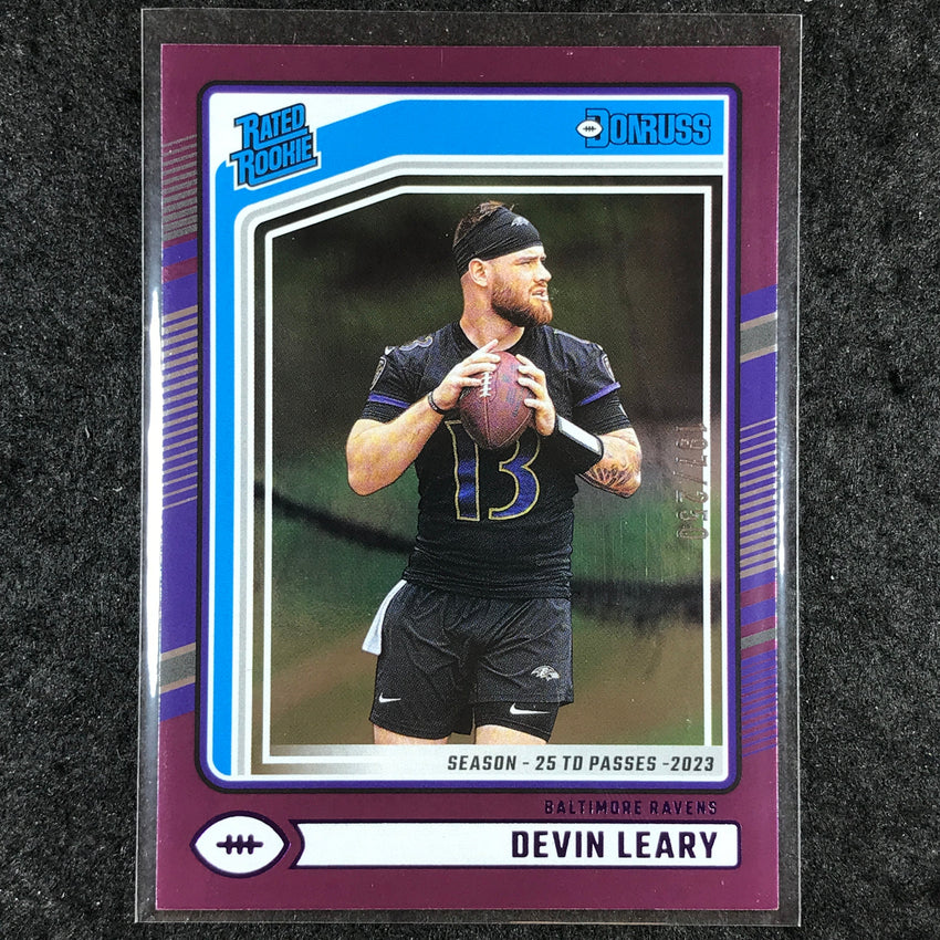 2024 Donruss Football DEVIN LEARY Rated Rookie Season Stat Line 197/250 #329