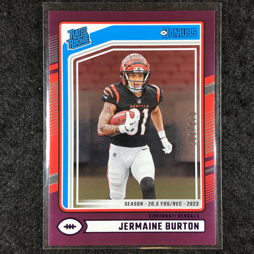 2024 Donruss Football JERMAINE BURTON Rated Rookie Season Stat Line 42/205 #368
