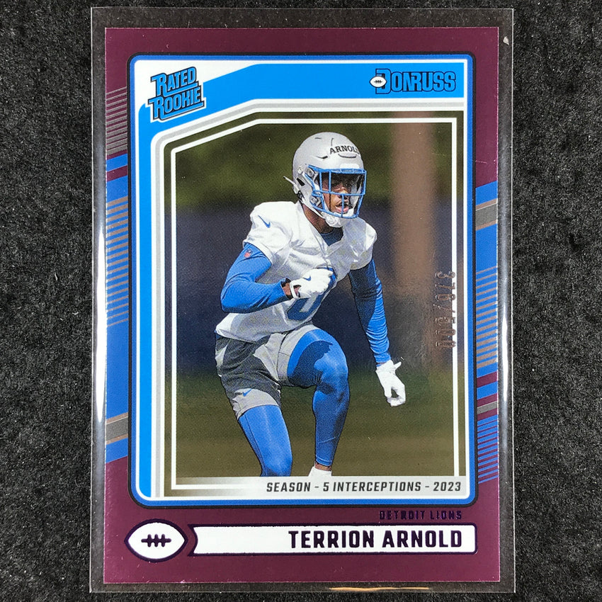 2024 Donruss Football TERRION ARNOLD Rated Rookie Season Stat Line 376/500 #371