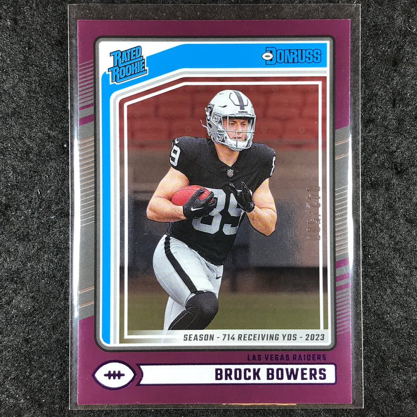 2024 Donruss Football BROCK BOWERS Rated Rookie Season Stat Line 42/500 #394