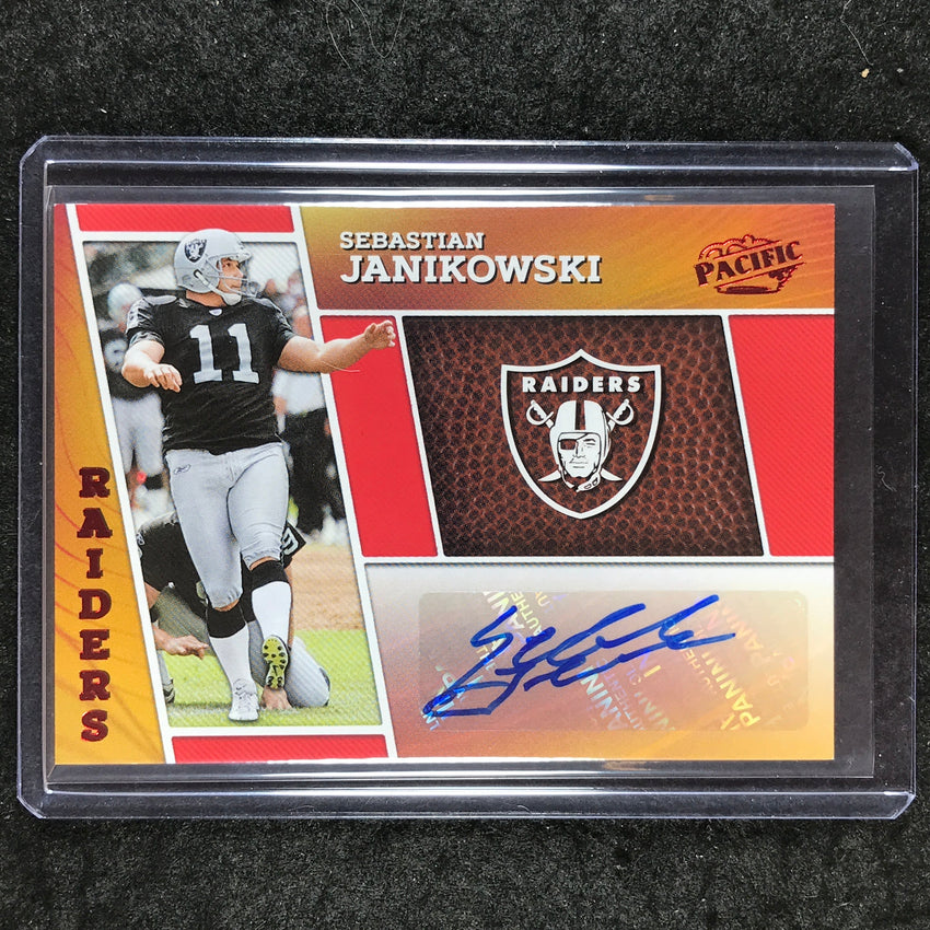 2024 Encore Football SEBASTIAN JANIKOWSKI Pacific Penmanship Auto Red 41/50