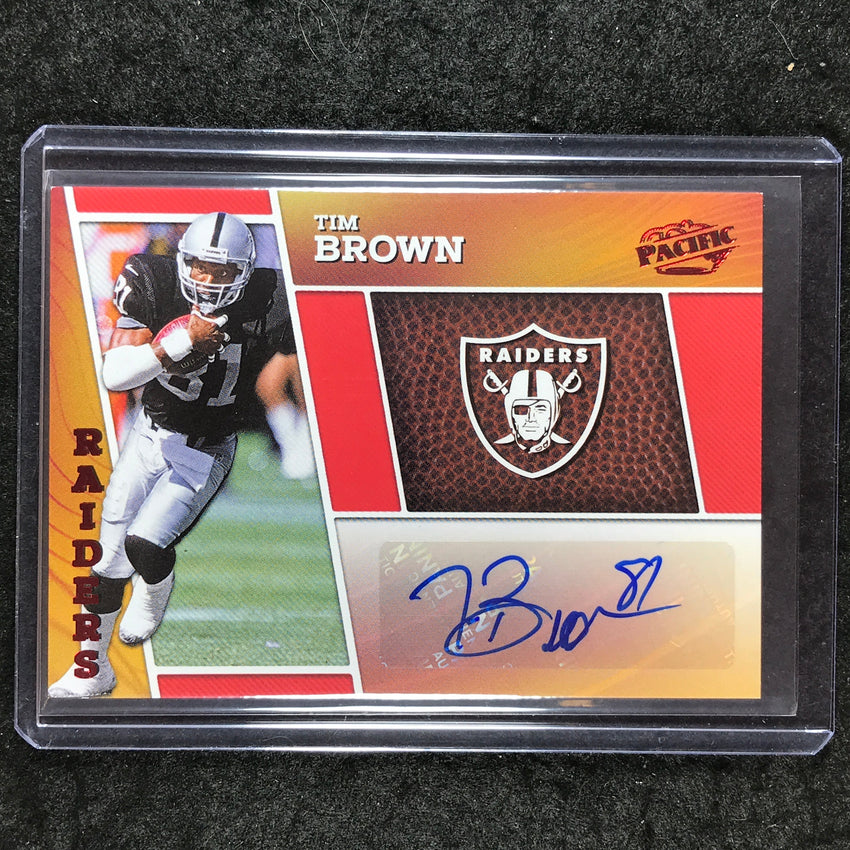 2024 Encore Football TIM BROWN Pacific Penmanship Auto Red 37/50