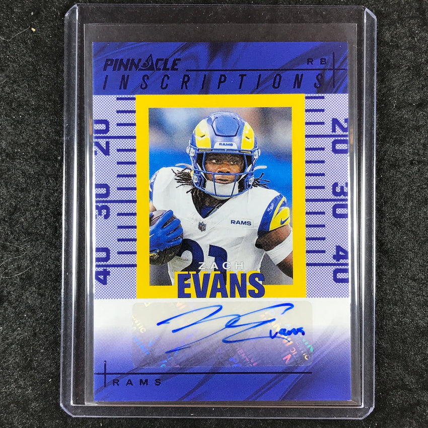 2024 Encore Football ZACH EVANS Pinnacle Inscriptions Auto Blue 9/25