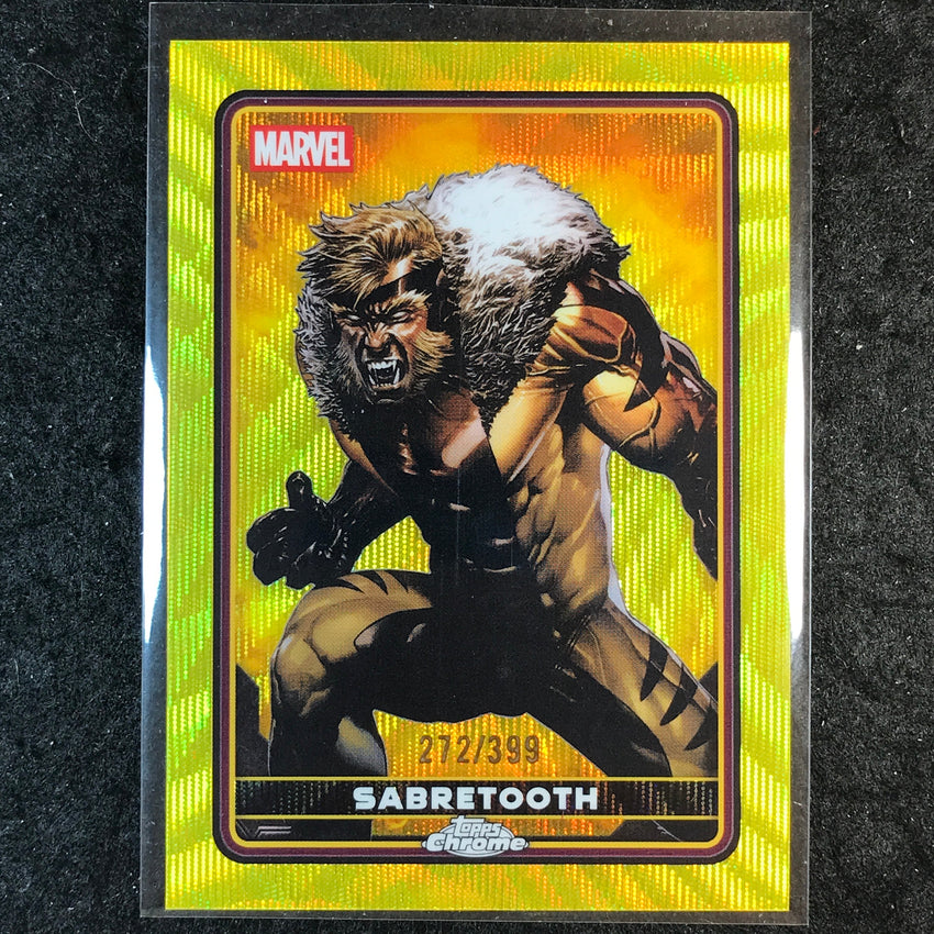2025 Topps Chrome Deadpool SABRETOOTH Comic Accurate Yellow Wave /399 #7