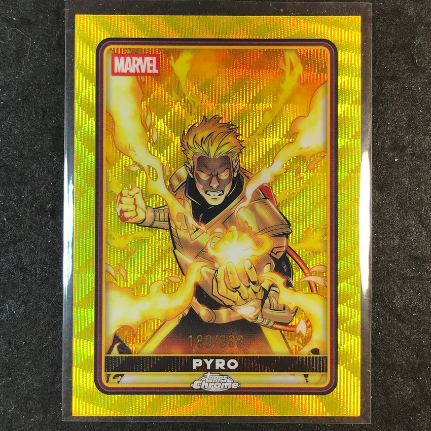 2025 Topps Chrome Deadpool PYRO Comic Accurate Yellow Wave /399 #11