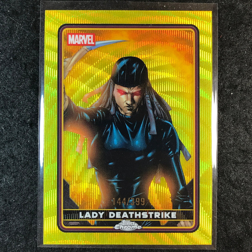 2025 Topps Chrome Deadpool LADY DEATHSTRIKE Comic Accurate Yellow Wave /399 #13
