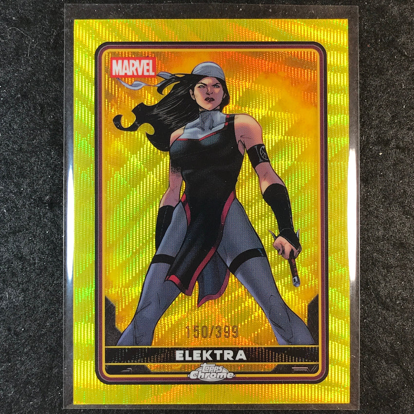 2025 Topps Chrome Deadpool ELEKTRA Comic Accurate Yellow Wave /399 #17