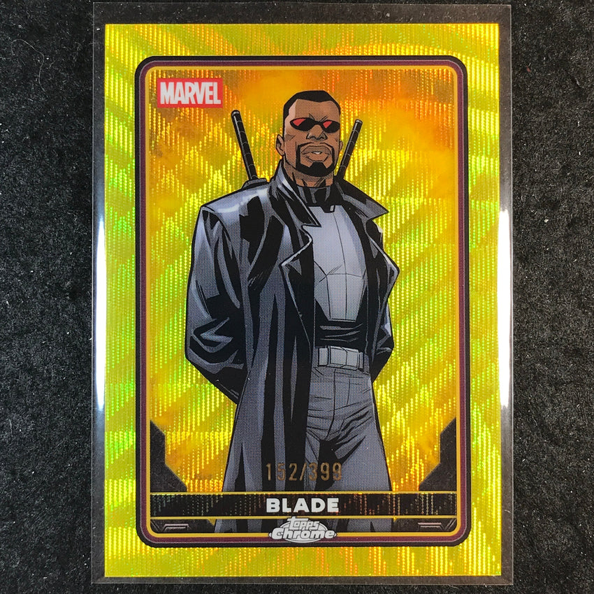 2025 Topps Chrome Deadpool BLADE Comic Accurate Yellow Wave /399 #18