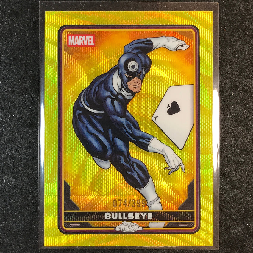 2025 Topps Chrome Deadpool BULLSEYE Comic Accurate Yellow Wave /399 #19