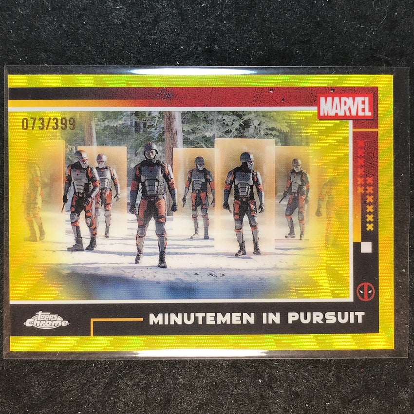 2025 Topps Chrome Deadpool MINUTEMEN IN PURSUIT Yellow Wave /399 #49