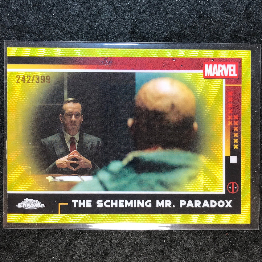 2025 Topps Chrome Deadpool THE SCHEMING MR. PARADOX Yellow Wave /399 #56