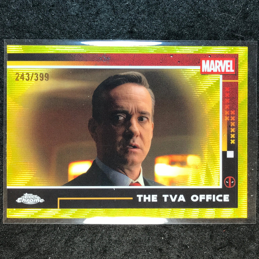 2025 Topps Chrome Deadpool THE TVA OFFICE Yellow Wave /399 #57