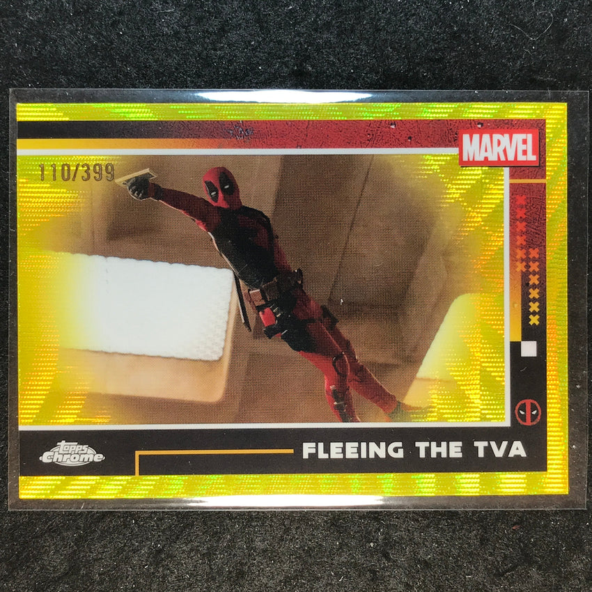 2025 Topps Chrome Deadpool FLEEING THE TVA Yellow Wave /399 #63