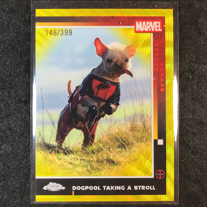 2025 Topps Chrome Deadpool DOGPOOL TAKING A STROLL Yellow Wave /399 #73