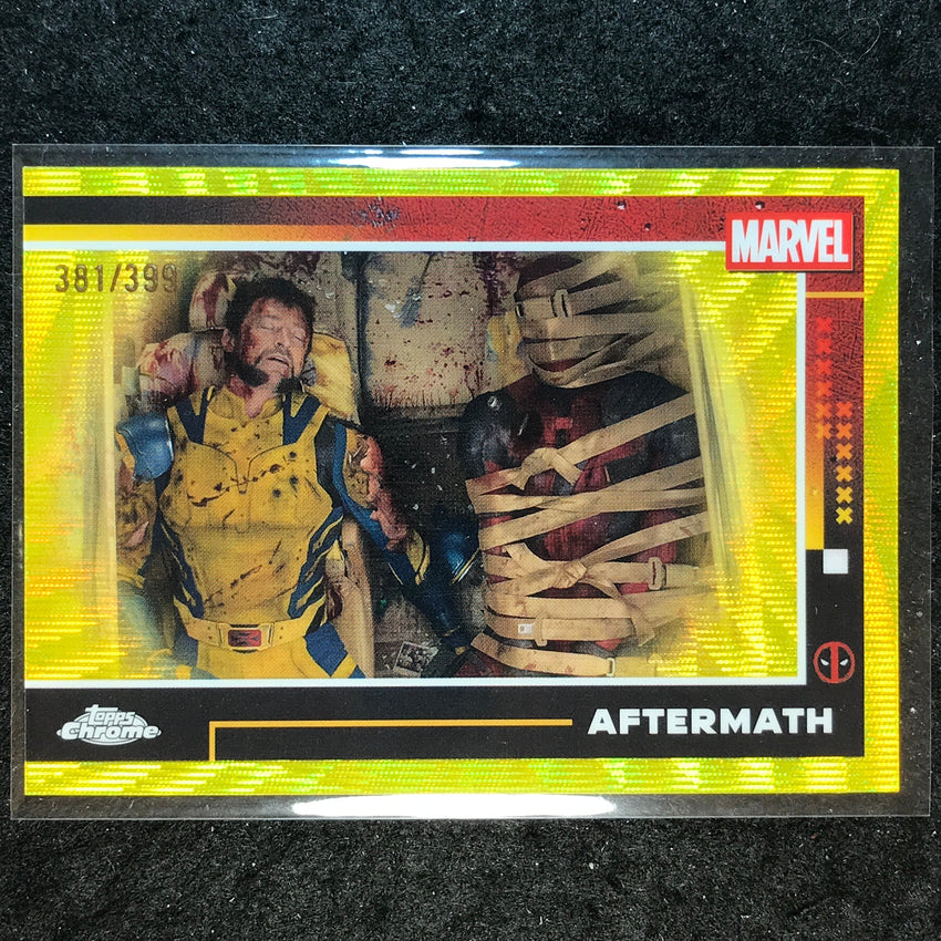 2025 Topps Chrome Deadpool AFTERMATH Yellow Wave /399 #76