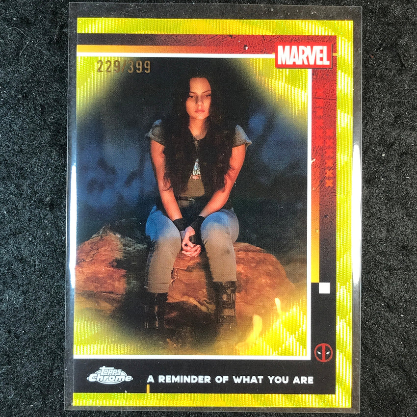 2025 Topps Chrome Deadpool A REMINDER OF WHAT YOU ARE Yellow Wave /399 #78