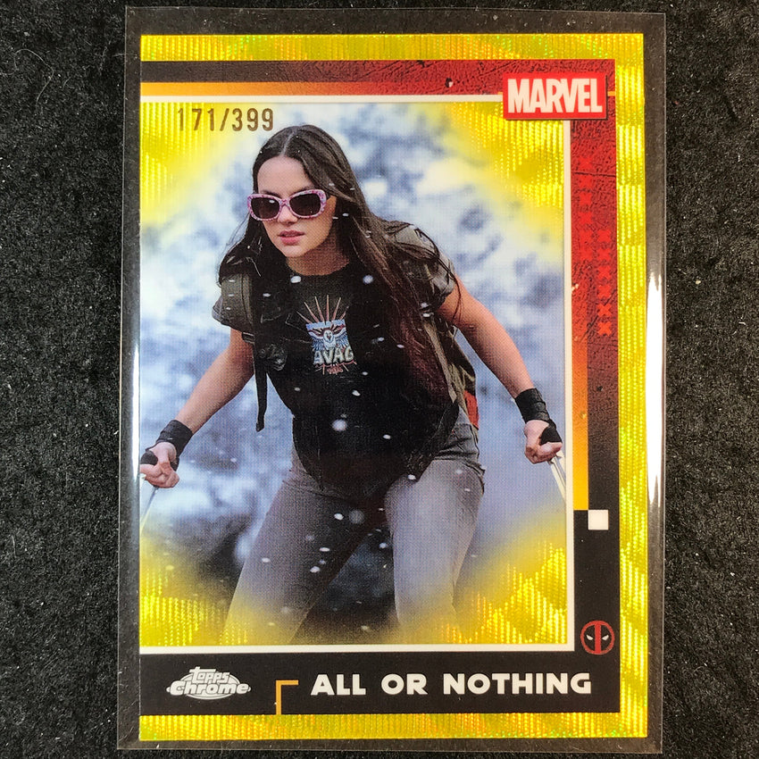 2025 Topps Chrome Deadpool ALL OR NOTHING Yellow Wave /399 #80