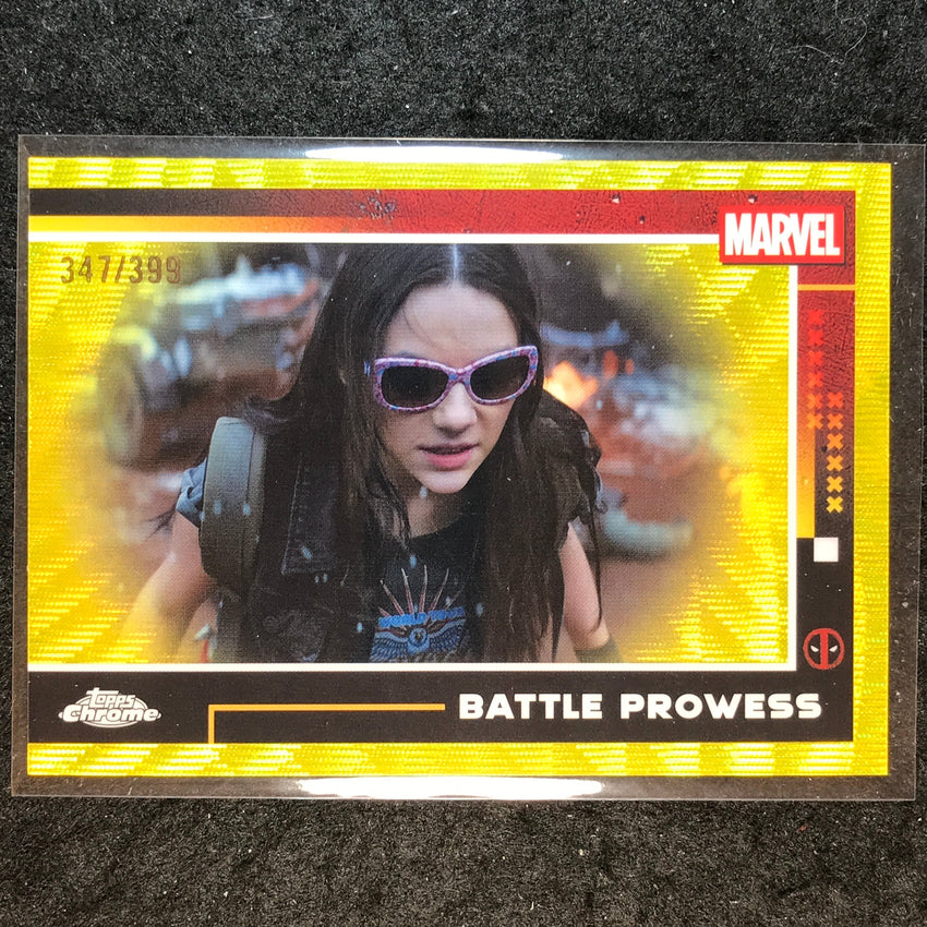2025 Topps Chrome Deadpool BATTLE PROWESS Yellow Wave /399 #82