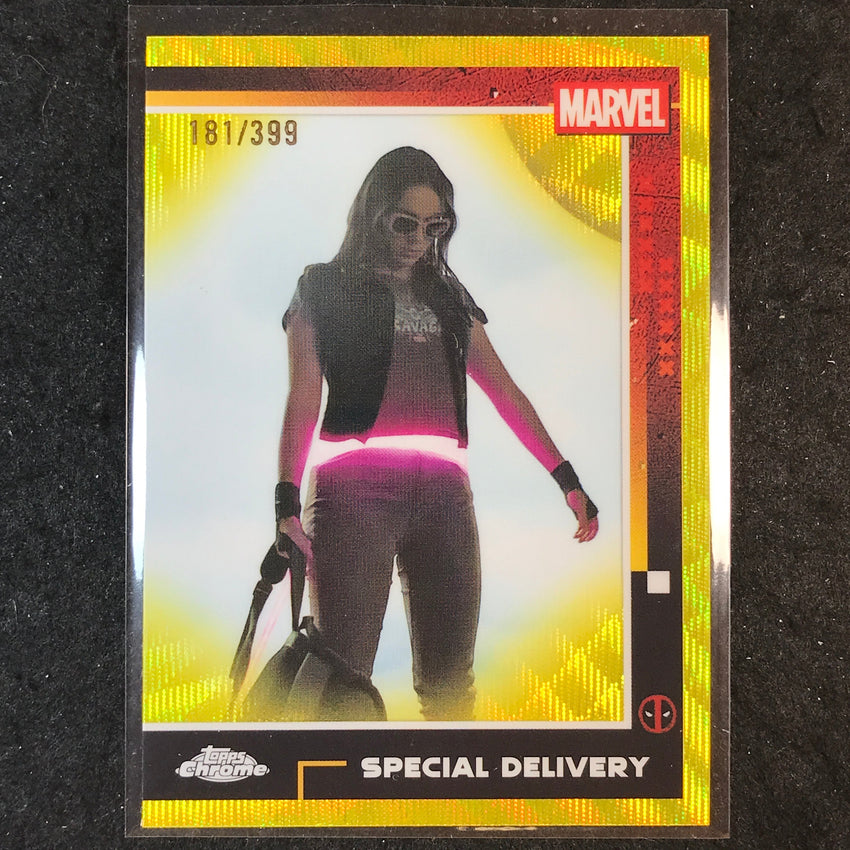 2025 Topps Chrome Deadpool SPECIAL DELIVERY Yellow Wave /399 #83