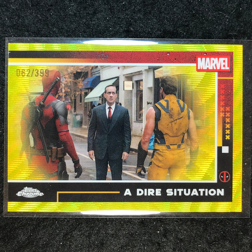 2025 Topps Chrome Deadpool A DIRE SITUATION Yellow Wave /399 #92