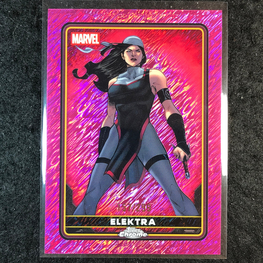 2025 Topps Chrome Deadpool ELEKTRA Comic Accurate Pink Shimmer /299 #17