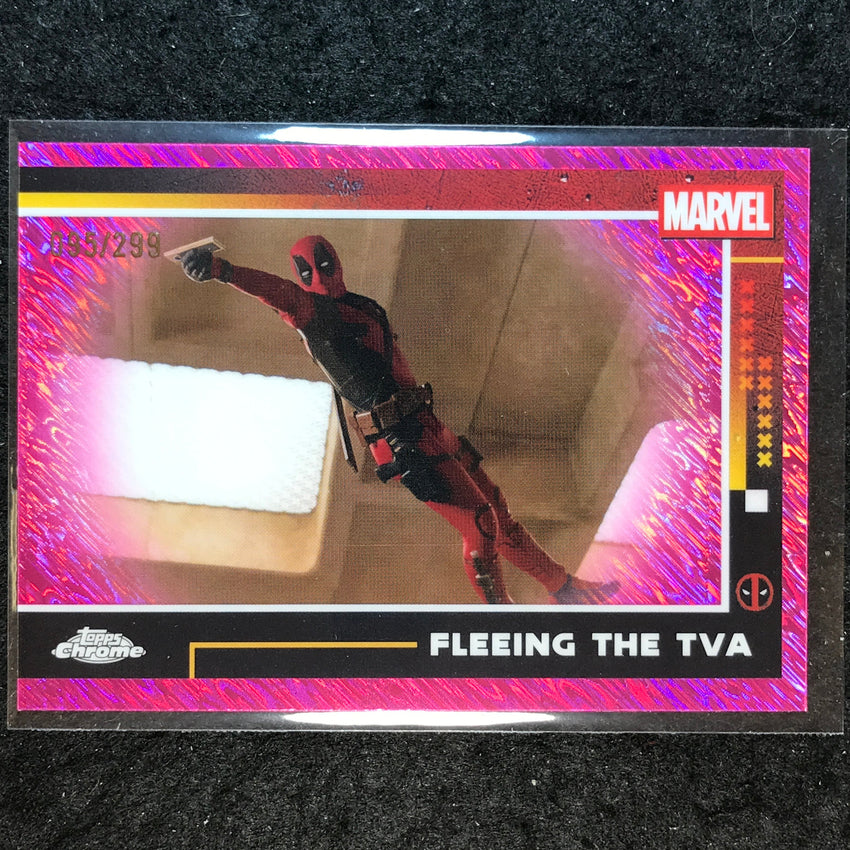 2025 Topps Chrome Deadpool FLEEING THE TVA Pink Shimmer /299 #63