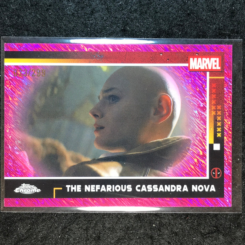 2025 Topps Chrome Deadpool THE NEFARIOUS CASSANDRA NOVA Pink Shimmer /299 #71