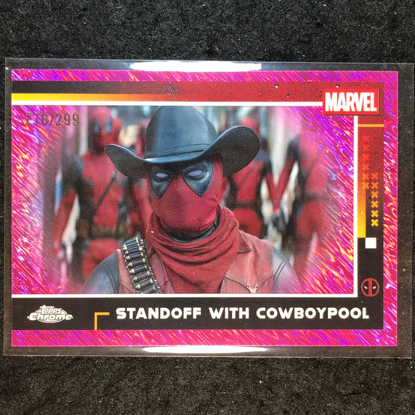 2025 Topps Chrome Deadpool STANDOFF WITH COWBOYPOOL Pink Shimmer /299 #93
