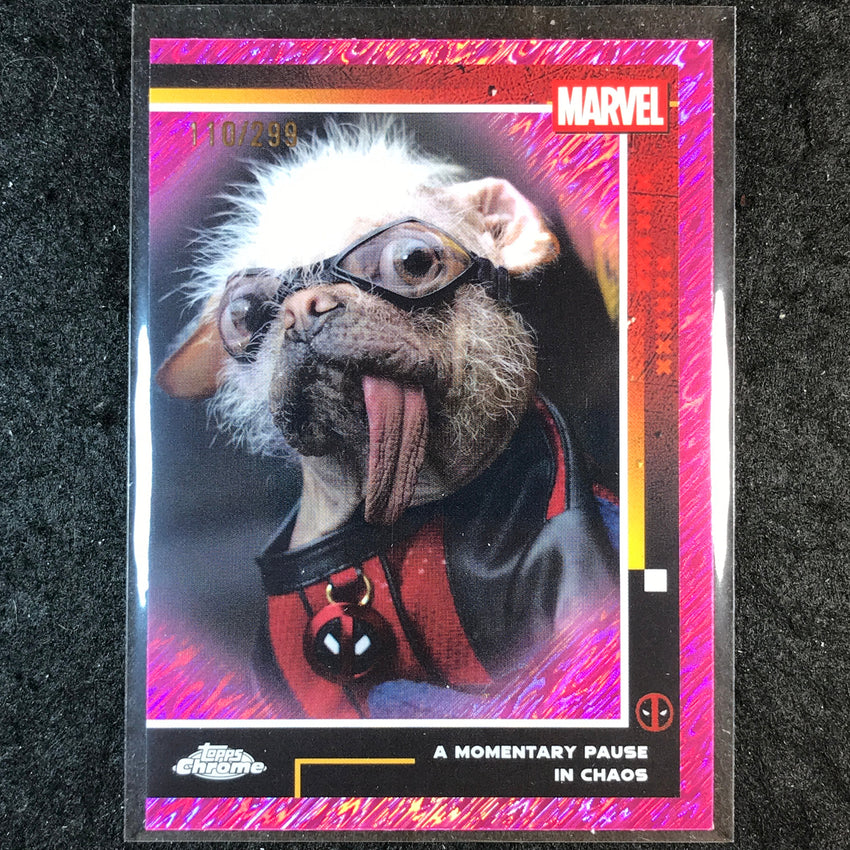 2025 Topps Chrome Deadpool A MOMENTARY PAUSE IN CHAOS Pink Shimmer /299 #96
