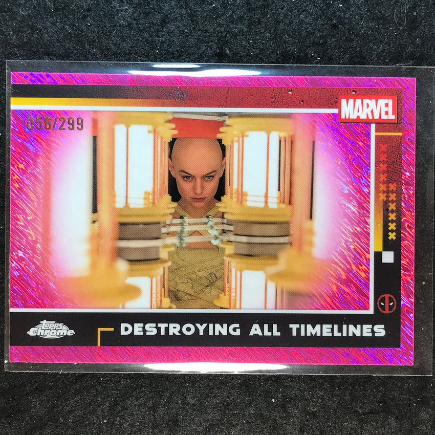 2025 Topps Chrome Deadpool DESTROYING ALL TIMELINES Pink Shimmer /299 #99