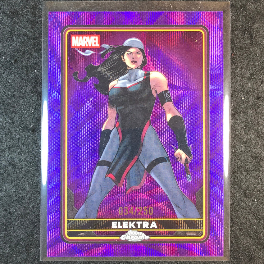 2025 Topps Chrome Deadpool ELEKTRA Comic Accurate Purple Wave /250 #17