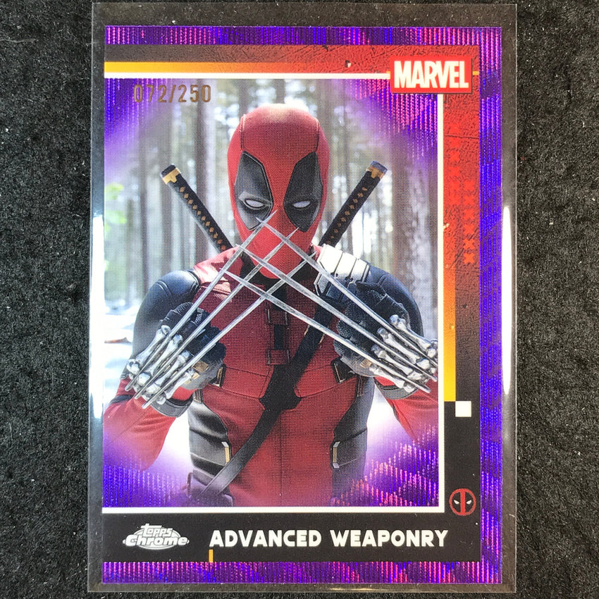 2025 Topps Chrome Deadpool ADVANCED WEAPONRY Purple Wave /250 #54