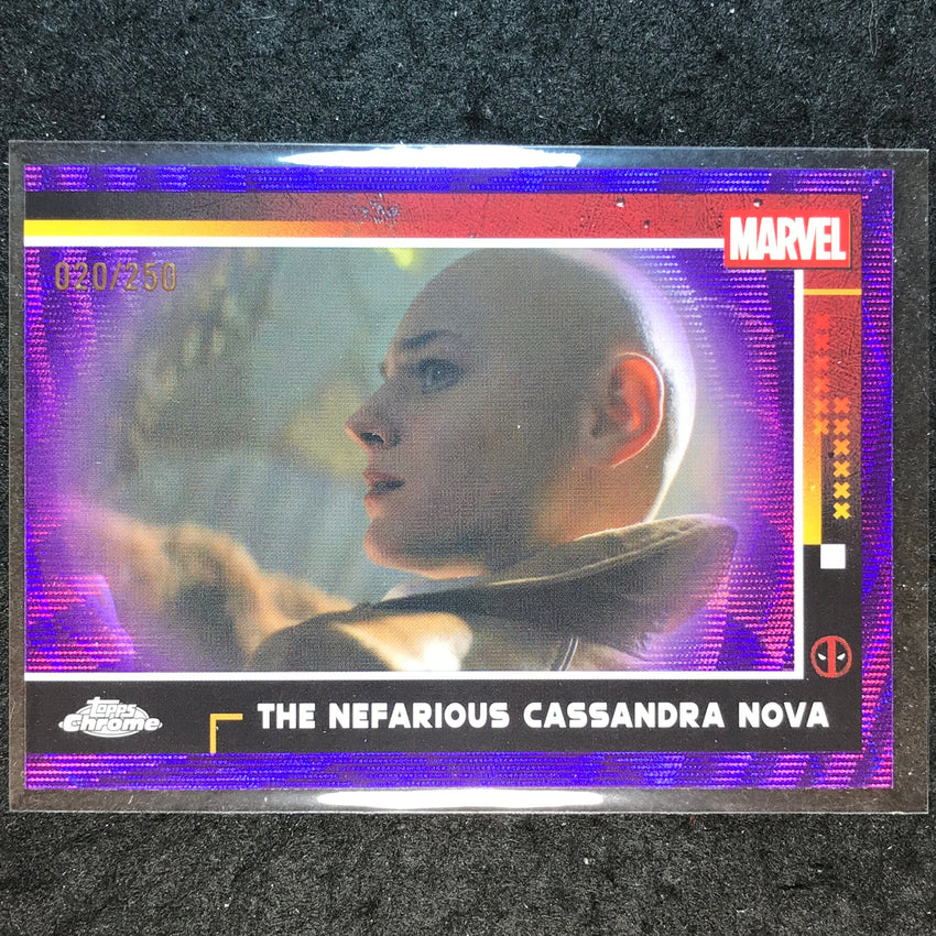 2025 Topps Chrome Deadpool THE NEFARIOUS CASSANDRA NOVA Purple Wave /250 #71