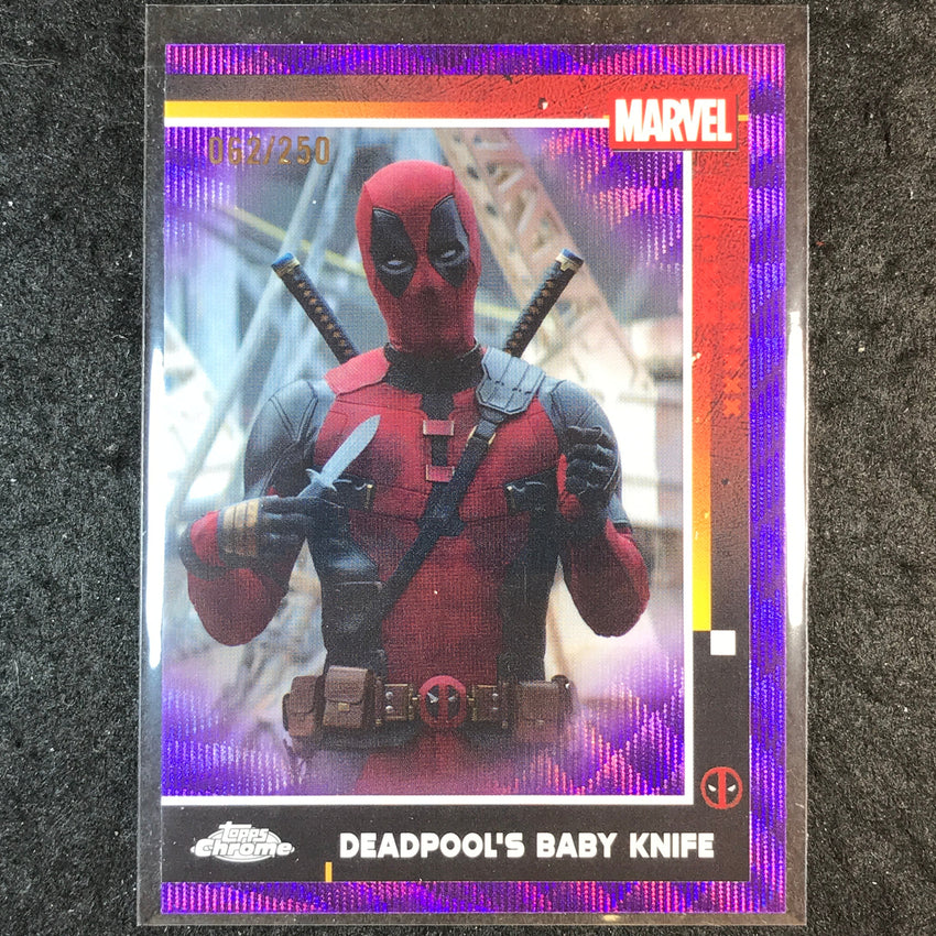 2025 Topps Chrome Deadpool DEADPOOL'S BABY KNIFE Purple Wave /250 #72