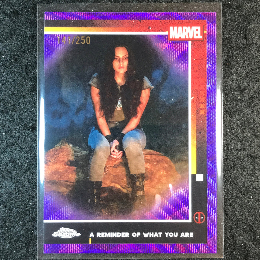 2025 Topps Chrome Deadpool A REMINDER OF WHAT YOU ARE Purple Wave /250 #78