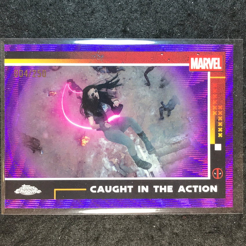 2025 Topps Chrome Deadpool CAUGHT IN THE ACTION Purple Wave /250 #84