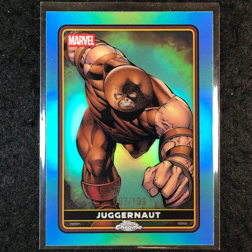 2025 Topps Chrome Deadpool JUGGERNAUT Comic Accurate Aqua /199 #9