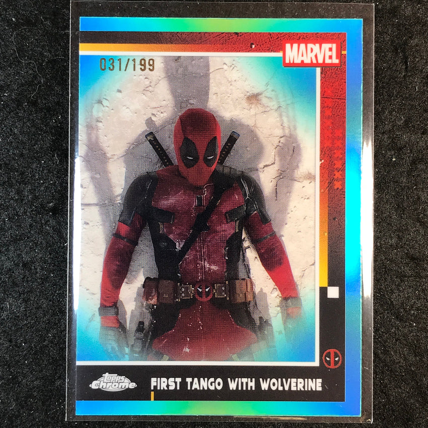 2025 Topps Chrome Deadpool FIRST TANGO WITH WOLVERINE Aqua /199 #64