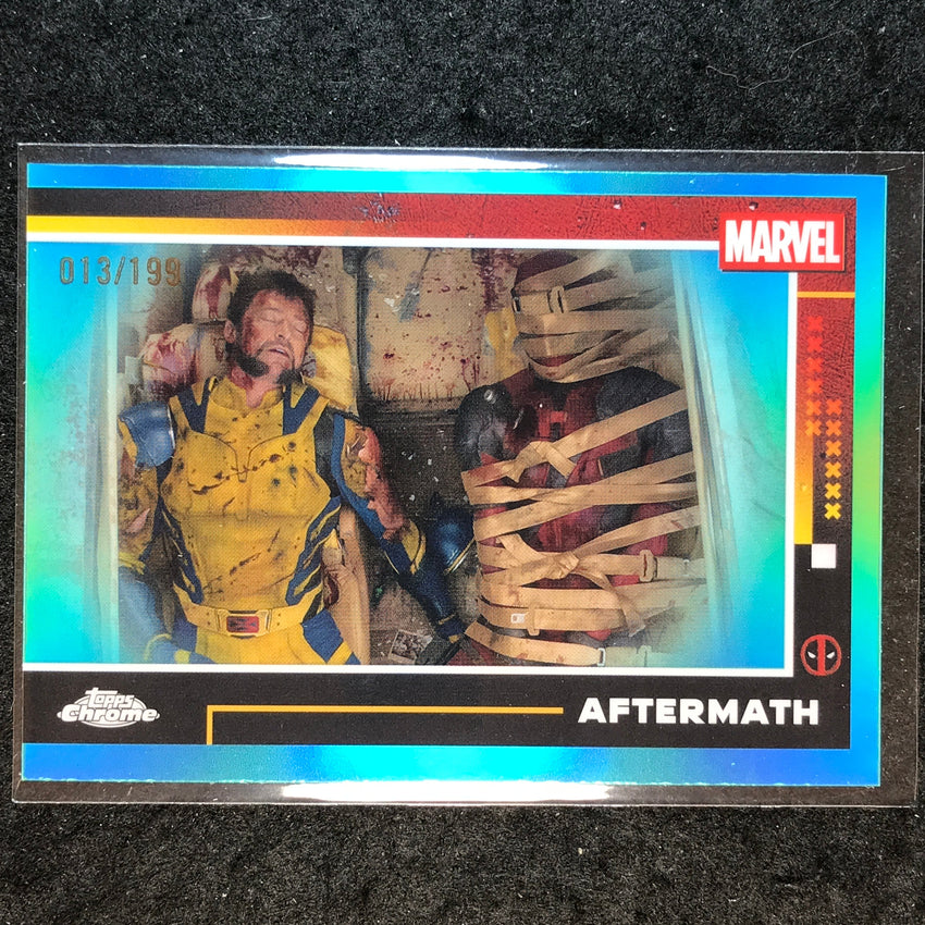 2025 Topps Chrome Deadpool AFTERMATH Aqua /199 #76
