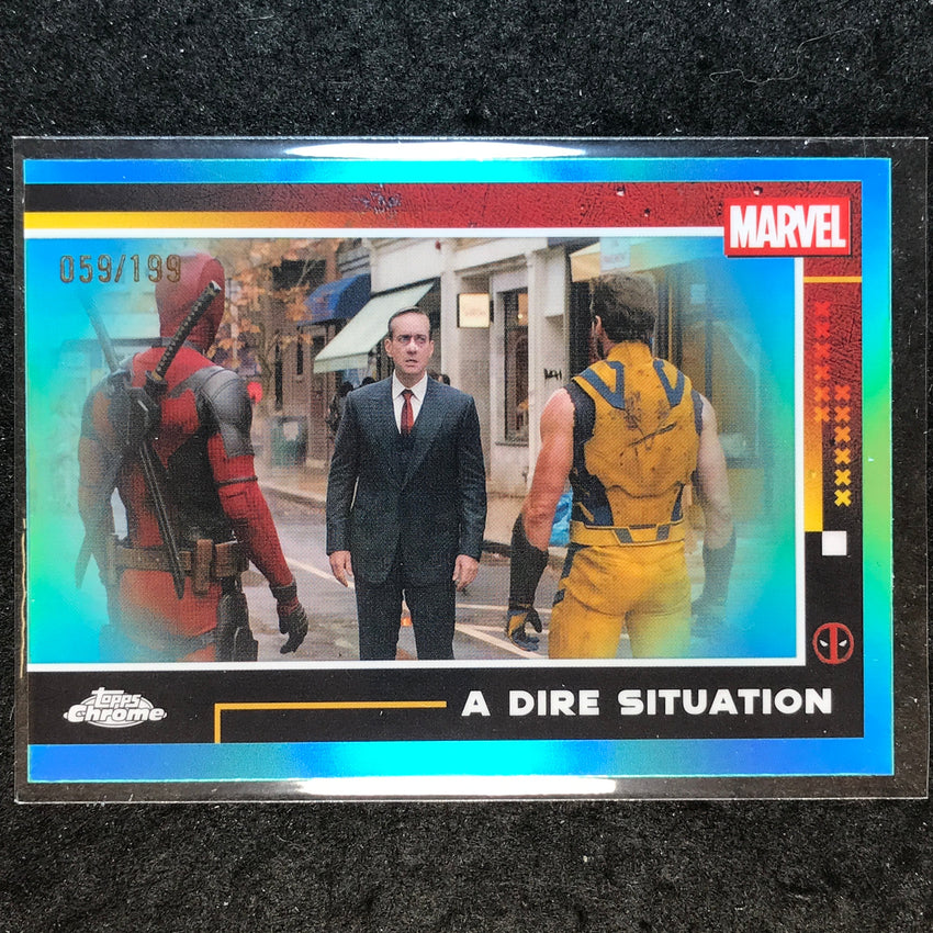 2025 Topps Chrome Deadpool A DIRE SITUATION Aqua /199 #92