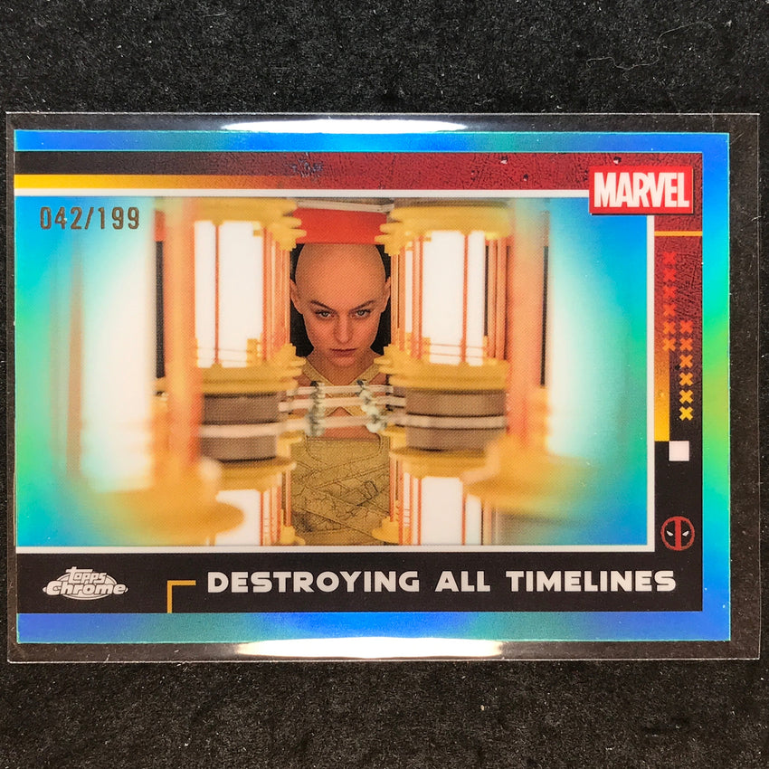 2025 Topps Chrome Deadpool DESTROYING ALL TIMELINES Aqua /199 #99