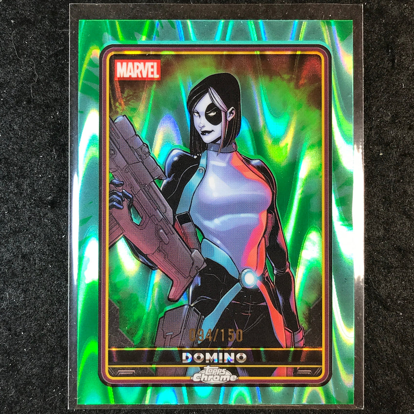 2025 Topps Chrome Deadpool DOMINO Comic Accurate Green Aqua RayWave /150 #4