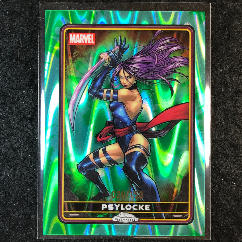2025 Topps Chrome Deadpool PSYLOCKE Comic Accurate Green Aqua RayWave /150 #8