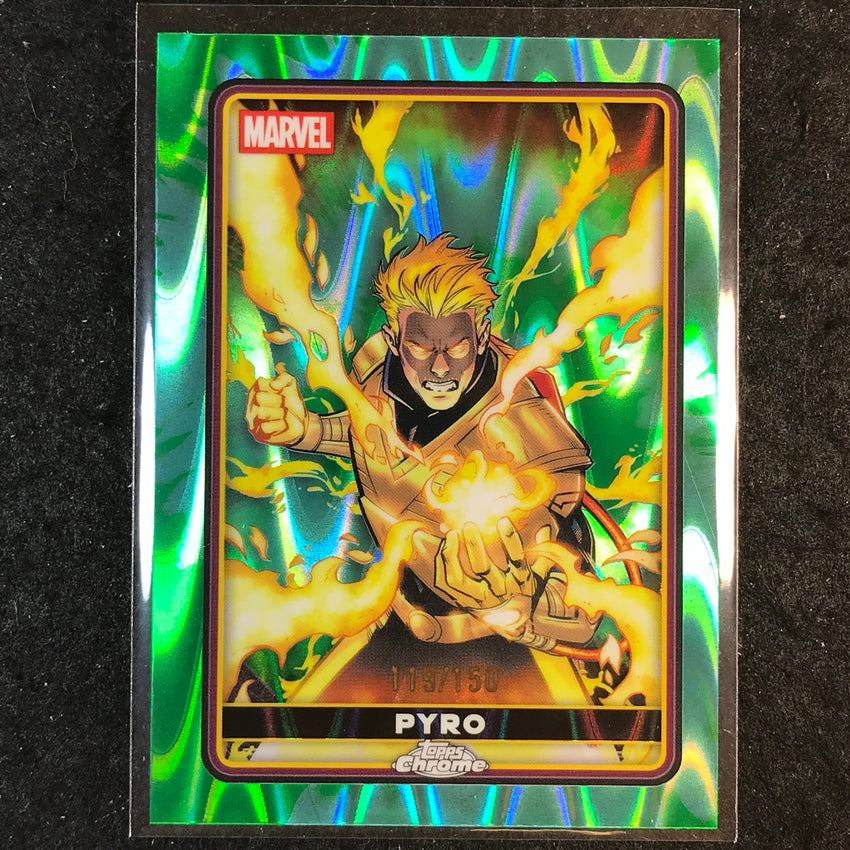 2025 Topps Chrome Deadpool PYRO Comic Accurate Green Aqua RayWave /150 #11
