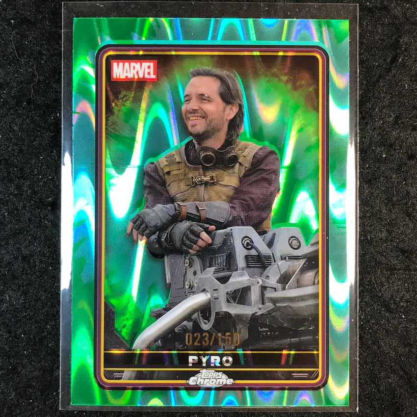2025 Topps Chrome Deadpool PYRO Characters Green Aqua RayWave /150 #25