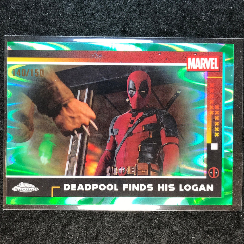 2025 Topps Chrome Deadpool DEADPOOL FINDS HIS LOGAN Green Aqua RayWave /150 #62