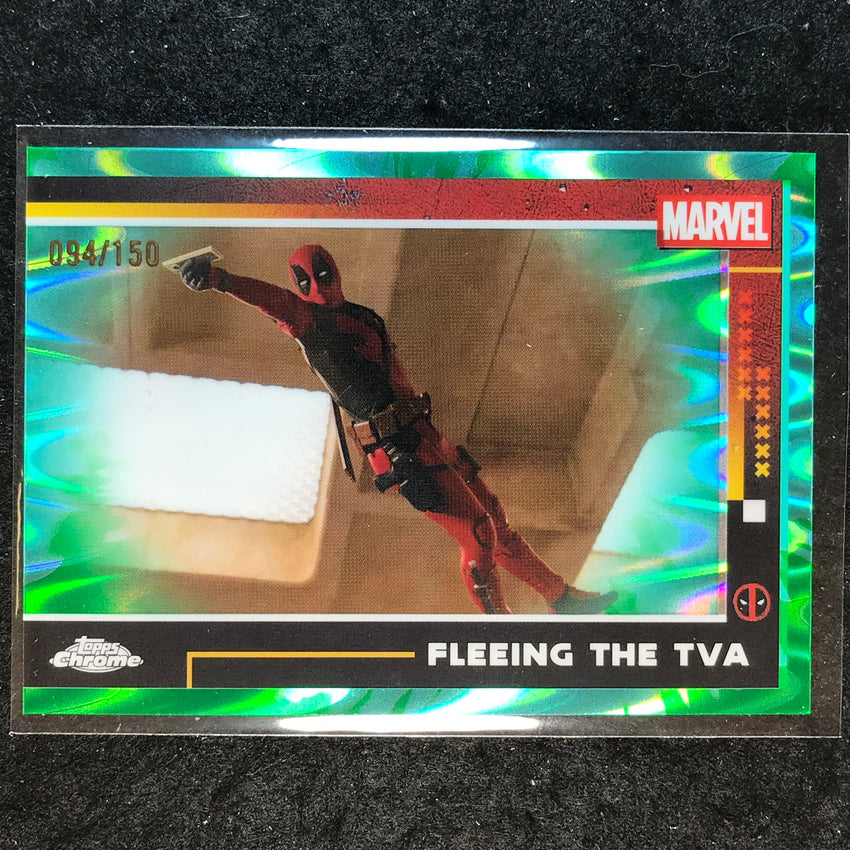 2025 Topps Chrome Deadpool FLEEING THE TVA Green Aqua RayWave /150 #63