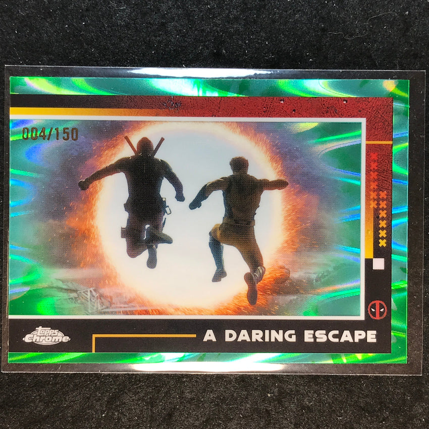 2025 Topps Chrome Deadpool A DARING ESCAPE Green Aqua RayWave /150 #90