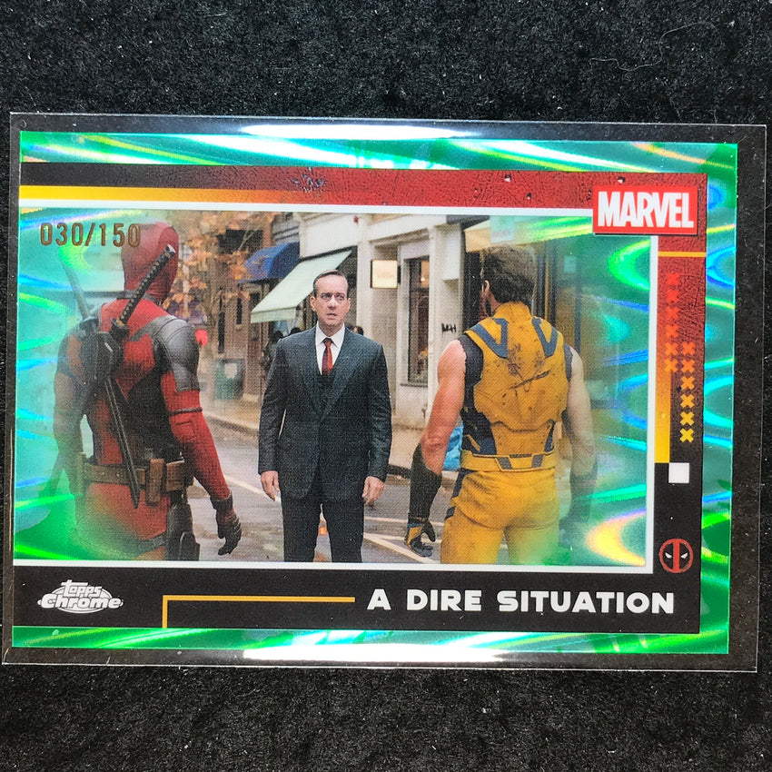 2025 Topps Chrome Deadpool A DIRE SITUATION Green Aqua RayWave /150 #92