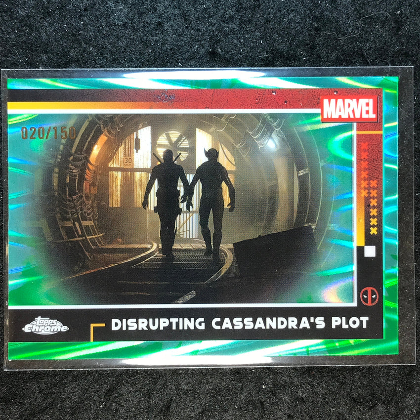 2025 Topps Chrome Deadpool CASSANDRA'S PLOT Green Aqua RayWave /150 #100